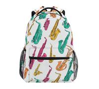 Kcldeci Sac à dos pour enfants pour garçons et filles, sacs à dos d'école primaire, saxophone coloré, sacs à livres pour garçons, tailles S-M, Saxophone coloré, S, Sac à dos daypack