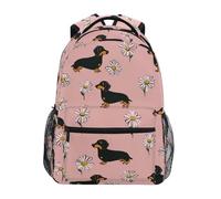 Kcldeci Sac à dos pour enfants pour garçons et filles, sacs à dos d'école primaire, teckel et marguerite, sacs à livres pour garçons, tailles S-M, Teckel et marguerite, M, Sac à dos daypack