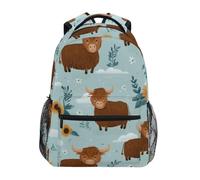 Kcldeci Sac à dos pour enfants pour garçons et filles, sacs à dos d'école primaire, vache des Highlands, tournesol1, sacs à livres pour garçons et enfants, tailles S-M, Vache Highland Tournesol 1, S