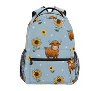Kcldeci Sac à dos pour enfants pour garçons et filles, sacs à dos d'école primaire, vache des Highlands, tournesol, sacs à livres pour garçons, tailles S-M, Vache Highland Tournesol, S, Sac à dos