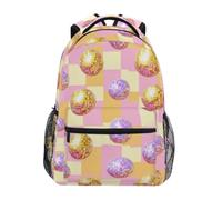 Kcldeci Sac à dos pour enfants pour garçons et filles - Sacs à dos pour école primaire des années 8090 - Motif boule disco sur rose - Sacs à dos pour garçons - Taille, Boule disco 8090s sur rose, M