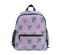 Kcldeci Sac à dos pour filles et garçons avec nœuds en ruban, cœur rose, maternelle, école maternelle, sac d'école, sac à livres, S-M, multicolore, S, Sac à dos daypack