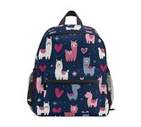 Kcldeci Sac à dos pour filles et garçons, motif lama, alpaga, cœur, 3, maternelle, primaire, sac d'école, sac à livres, S-M, multicolore, S, Sac à dos daypack