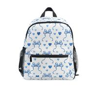 Kcldeci Sac à dos pour filles et garçons - Nœud en ruban bleu - Cœur - Jardin d'enfants - Élémentaire - Sac d'école maternelle - Sac à livres S-M, multicolore, M, Sac à dos daypack