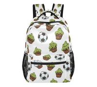 Kcldeci Sac à dos pour garçons et filles, ballon de football Cupcake1, sac à dos décontracté pour écoliers, voyages et plein air, taille S