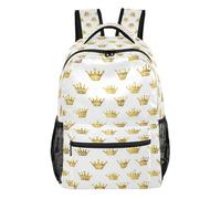 Kcldeci Sac à dos pour garçons et filles, couronne dorée pour enfants, sac à dos décontracté pour élèves du primaire, taille S à M, Couronne royale dorée, S, Sac à dos daypack
