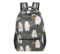 Kcldeci Sac à dos pour garçons et filles, fête musicale, ours tuba, sac à dos décontracté pour élèves du primaire, collège, voyage et plein air, M