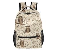 Kcldeci Sac à dos pour garçons et filles, hibou et branche, sac à dos décontracté pour écoliers du primaire, taille S à M, Chouette et branche, M, Sac à dos daypack