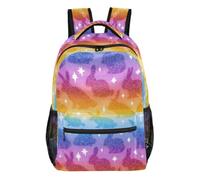 Kcldeci Sac à dos pour garçons et filles, lapins et étoiles, sac à dos décontracté pour élèves du primaire, du collège, voyage et plein air, S