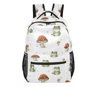 Kcldeci Sac à dos pour garçons et filles, motif grenouille champignon sac à dos décontracté pour écoliers du primaire et du collège, taille S à M, Champignon grenouille, M, Sac à dos daypack