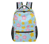 Kcldeci Sac à dos pour garçons et filles, motif numéro 67 étoiles, sac à dos décontracté pour école primaire, taille S à M, Numéro 67 Étoile, M, Sac à dos daypack