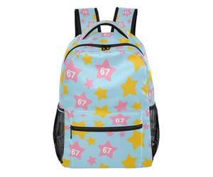 Kcldeci Sac à dos pour garçons et filles, motif numéro 67 étoiles, sac à dos décontracté pour école primaire, taille S à M, Numéro 67 Étoile, M, Sac à dos daypack