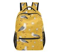 Kcldeci Sac à dos pour garçons et filles, mouettes, poissons, étoiles, sac à dos d'école, sac à dos décontracté pour l'école primaire S-M, Mouettes Poissons Étoiles, S, Sac à dos daypack