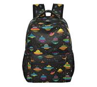 Kcldeci Sac à dos pour garçons et filles, OVNI Aliens vaisseaux spatiaux pour enfants, sac à dos décontracté pour école primaire, collège, voyage et plein air, M