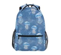 Kcldeci Sac à dos pour garçons et filles - Pour l'école primaire - Méduse sur bleu - Sacs à dos pour garçons et enfants - S-M, Méduse sur bleu, M, Sac à dos daypack