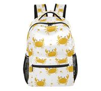Kcldeci Sac à dos pour garçons et filles, sac à dos décontracté pour l'école primaire S-M, Crabes jaunes mignons, S, Sac à dos daypack