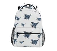 Kcldeci Sac à dos pour garçons et filles - Sacs à dos d'école primaire - Jet de combat sur blanc - Sacs à dos pour garçons et enfants - S-M, Jet de chasse sur blanc, M, Sac à dos daypack