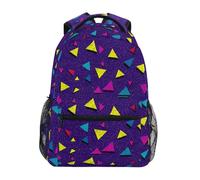 Kcldeci Sac à dos pour garçons et filles - Sacs à dos d'école primaire triangles des années 80 - Violet - Taille S à M, Triangles 1980 Violet, M, Sac à dos daypack