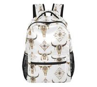 Kcldeci Sac à dos pour garçons et filles, style western aztèque Boho Bull Kids School Bookbag décontracté pour l'école primaire S-M, Western Aztec Boho Bull, S, Sac à dos daypack