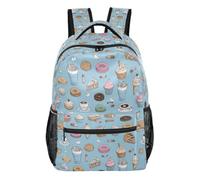 Kcldeci Sac à dos pour garçons et filles, Sweet Bakery Treats bleu, sac à dos décontracté pour écoliers, voyages et plein air, taille S
