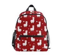 Kcldeci Sac à dos pour tout-petits filles garçons alpaga cœur rouge maternelle primaire enfants école maternelle enfants école maternelle sac à livres S-M, multicolore, M, Sac à dos daypack
