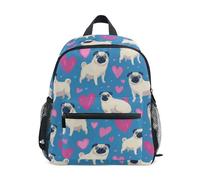 Kcldeci Sac à dos pour tout-petits filles garçons carlin cœur maternelle primaire enfants école maternelle sac d'école sac à livres S-M, multicolore, M, Sac à dos daypack