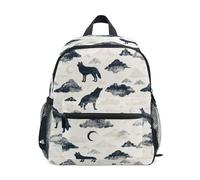 Kcldeci Sac à dos pour tout-petits filles garçons loups nuages lunes maternelle primaire enfants école maternelle sac d'école sac à livres S-M, multicolore, M, Sac à dos daypack