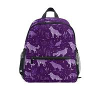 Kcldeci Sac à dos pour tout-petits filles garçons loups violet espace maternelle primaire enfants école maternelle sac d'école sac à livres S-M, multicolore, M, Sac à dos daypack