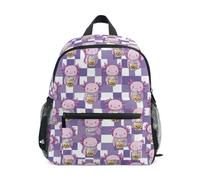 Kcldeci Sac à dos pour tout-petits filles garçons mignon axolotl boba thé maternelle primaire enfants école maternelle sac d'école sac à livres S-M, Lignes diagonales noires et rouges, S, Sac à dos