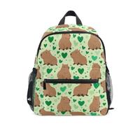 Kcldeci Sac à dos pour tout-petits filles garçons mignon Capybara cœurs verts S-M, Jolis cœurs verts Capybara, S, Sac à dos daypack