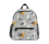 Kcldeci Sac à dos pour tout-petits filles garçons mouettes sur gris maternelle primaire préscolaire enfants école maternelle sac à livres S