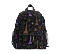 Kcldeci Sac à dos pour tout-petits filles garçons Neon Paris Tour Eiffel maternelle primaire enfants école maternelle S-M, Bols bleu lait rose, M, Sac à dos daypack