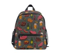 Kcldeci Sac à dos pour tout-petits filles garçons viande, steaks, saucisses, maternelle, primaire, sac d'école, sac à livres, taille S-M, Adorables axolotls volant dans le ciel, M, Sac à dos daypack
