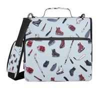 Kcldeci Sac de rangement pour bâtons de hockey, gants et patins à 3 anneaux, 3,8 cm, organiseur de 500 feuilles avec bandoulière extensible pour l'école et le bureau