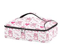 Kcldeci Sac de transport isotherme pour aliments chauds ou froids, cochon kawaii amoureux - Sac fourre-tout isotherme pour repas-partage des barbecues, fêtes, pique-niques, lasagnes, multicolore,