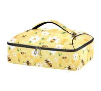 Kcldeci Sac de transport isotherme pour aliments chauds ou froids, motif abeilles et nid d'abeille, sac fourre-tout isotherme pour repas/pique-nique, lasagnes