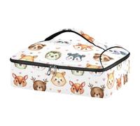 Kcldeci Sac de transport isotherme pour aliments chauds ou froids - Motif animaux de la forêt avec cœurs - Pour repas-partage de barbecues, fêtes, pique-niques, lasagnes