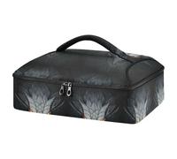 Kcldeci Sac de transport isotherme pour aliments chauds ou froids, motif dragon noir dans la pierre, sac fourre-tout isotherme pour repas-partage des barbecues, fêtes, pique-niques, lasagnes,