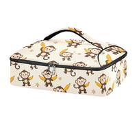 Kcldeci Sac de transport isotherme pour aliments chauds ou froids, motif singes mignons, beige