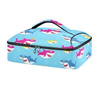 Kcldeci Sac de transport isotherme pour aliments chauds ou froids, sac fourre-tout isotherme bleu bébé requin pour repas, barbecues, fêtes, pique-niques, lasagnes, multicolore, Taille unique, Accueil