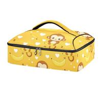 Kcldeci Sac de transport isotherme pour aliments chauds ou froids, sac fourre-tout isotherme pour repas/pique-nique, lasagnes - Jaune singe mignon