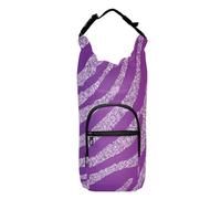 Kcldeci Sac de transport pour bouteille d'eau, imprimé zèbre animal de safari, violet pailleté, housse isotherme pour bouteille d'eau avec sangle et poches pour homme/femme pour la marche, la