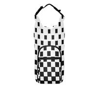 Kcldeci Sac de transport pour bouteille d'eau, répéter noir et blanc carré isotherme à bandoulière avec sangle et poches pour homme/femme pour la marche, la randonnée, le camping, Multicolore, Taille