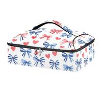 Kcldeci Sac fourre-tout isotherme pour aliments chauds ou froids avec nœuds rayés bleus, rouges et blancs, sac fourre-tout isotherme pour les repass, les pique-niques, les lasagnes