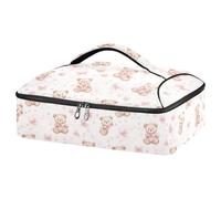 Kcldeci Sac fourre-tout isotherme pour aliments chauds ou froids - Motif ours en peluche pastel - Pour repas-partage de barbecues, fêtes, pique-niques, lasagnes