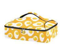 Kcldeci Sac fourre-tout isotherme pour aliments chauds ou froids - Motif œufs au plat - Pour repas-partage de barbecues, fêtes, pique-niques, lasagnes