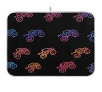 Kcldeci Tapis de séchage à vaisselle pour comptoir de cuisine, motif Monster Truck de couleur dégradée, tapis de séchage absorbant pour comptoirs, éviers, égouttoir 40,6 x 45,7 cm