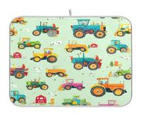 Kcldeci Tapis de séchage coloré en forme de tracteurs et de granges - Tapis de comptoir de cuisine - Accessoires de cuisine - Tapis d'égouttoir pour vaisselle, ustensiles, comptoirs, éviers - 45,7 x