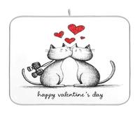 Kcldeci Tapis de séchage Happy Cats in Love - Tapis de comptoir de cuisine - Accessoires de cuisine - Égouttoir à vaisselle pour vaisselle, ustensiles, comptoirs, éviers - 45,7 x 61 cm