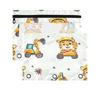 Kcldeci Tiger Trousse à crayons pour classeur à 3 anneaux, pochette à crayons avec sac de rangement à fermeture éclair, trousse transparente pour bureau, papeterie, école